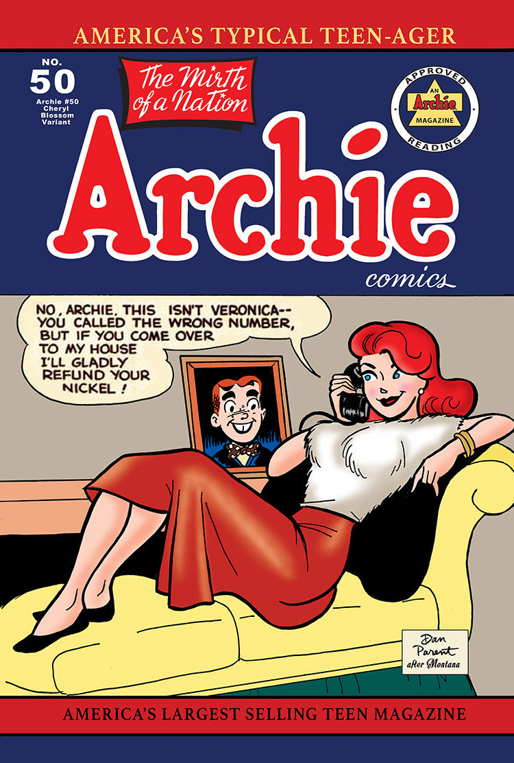 Archie Comics #50 Cheryl Blossom Variant by Dan Parent (Back Cover: Archie Comics #50 Original Cover)