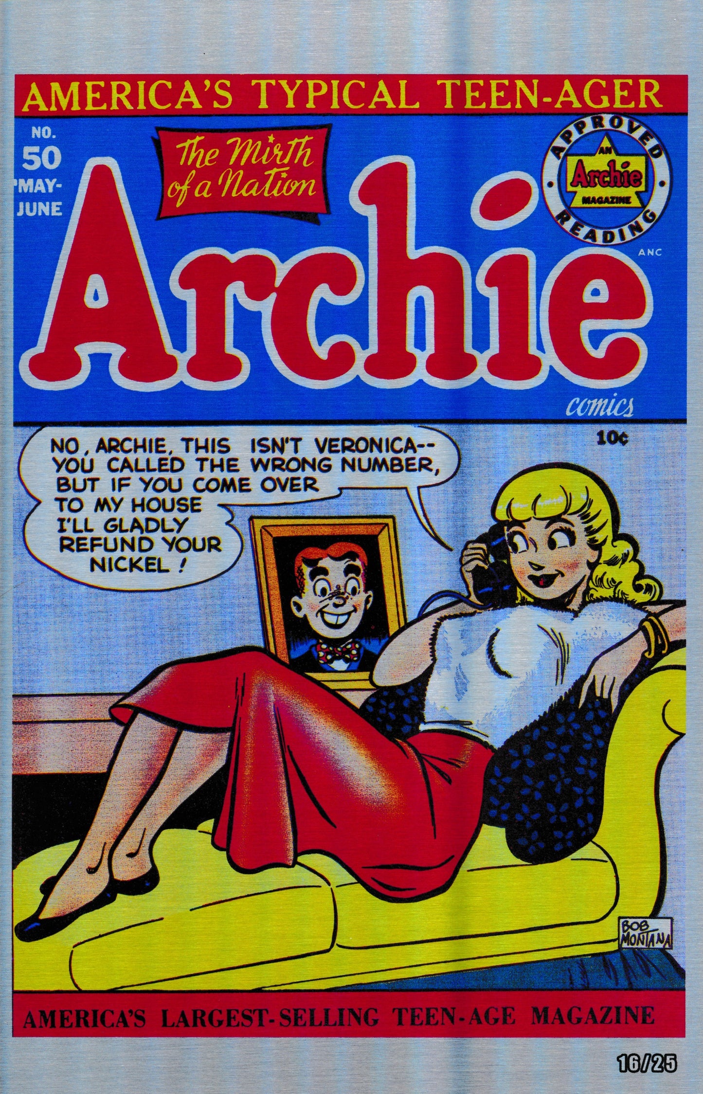 Archie Comics #50 Original 1951 Cover METAL Variant (Limited to 25)
